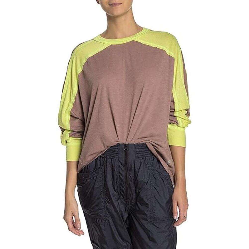 FP Movement All About It Colorblock Long Sleeve Workout Top Elderberry Tea Med - Picture 1 of 12